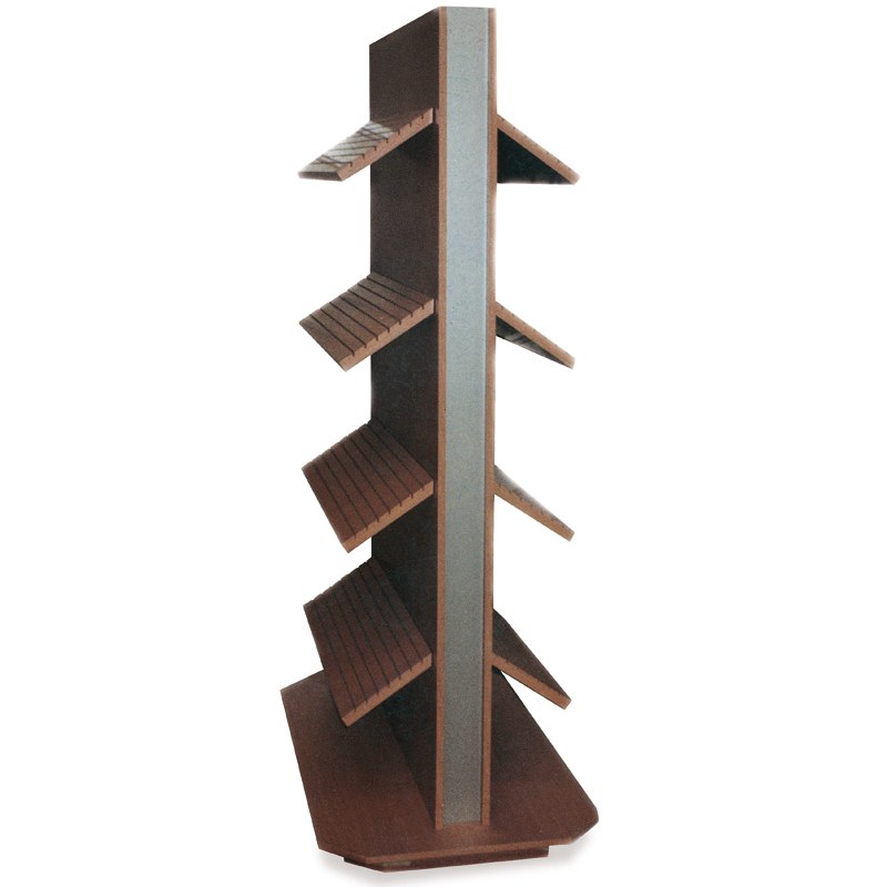 Expositor combinado en Melamina dise&ntilde;o y Melamina plata,4+4 bandejas ranuradas para piezas.